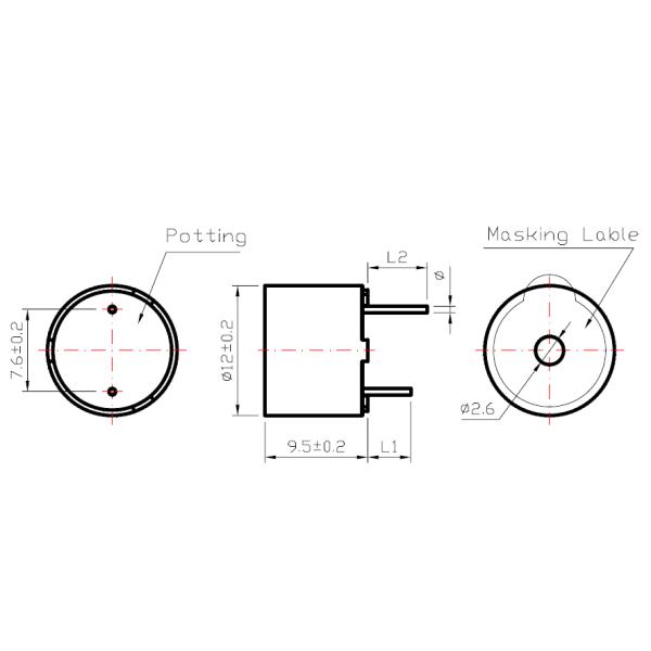Low Price Black Electromagnetic Buzzer / Size D12xH9.5mm / Internal Drive With Circuit high quality