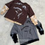 Custom DTG Print Logo Double Layer Waffle Long Sleeve 100% Cotton Tshirt