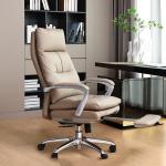 Comfortable Genuine Leather Office Chair with Footrest and Reclining Adjustable