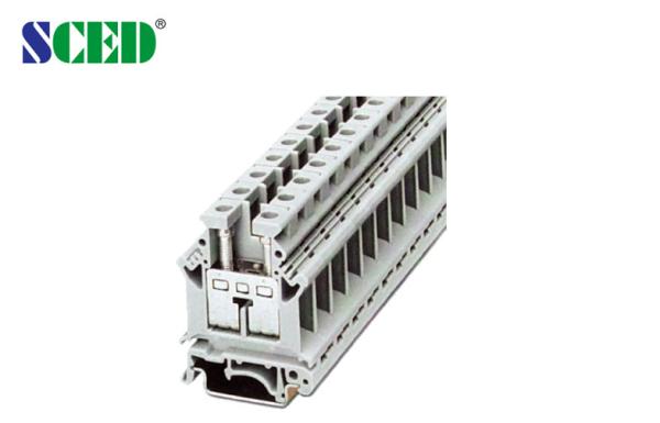 width 12.2mm AWG 22 - 4 Grey Din Rail Terminal Blocks for Electric Lighting 600V