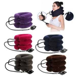 China Comfortable Heated Neck Massager Inflatable Collar Suede Material For Neck Pain Relief wholesale