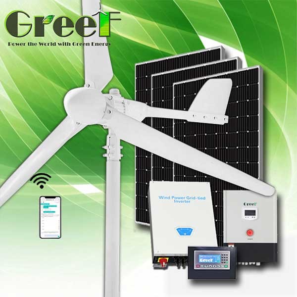 1KW 2KW 3 Phase Solar Wind Hybrid System Horizontal Wind Turbine Rooftop
