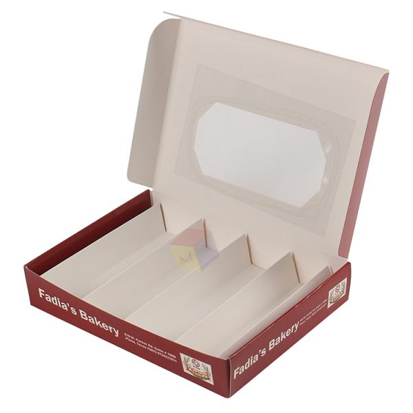Custom Printed Paperboard Pastry Cookie Box with Dividers Custom Order Clear Window