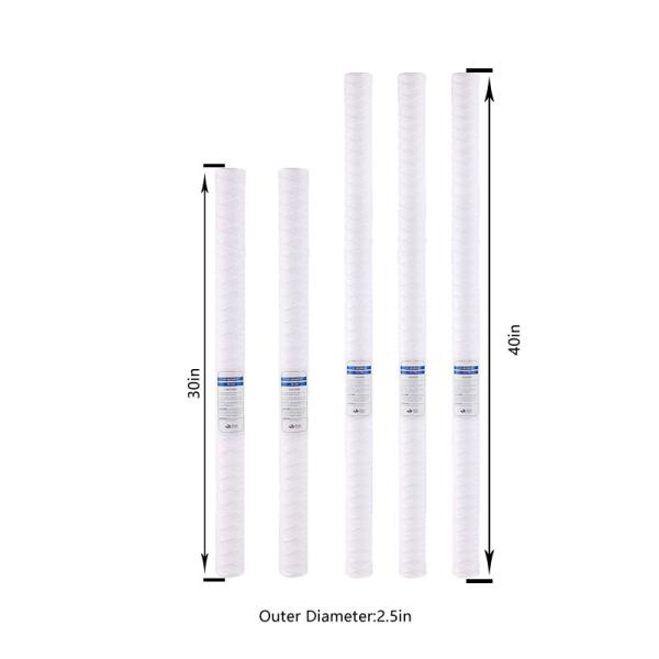 10/20/40inch 1-100um PP yarn Spirlal wound filter cartridge for Electric Power