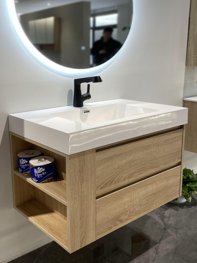 Hotel Bathroom Furniture Custom Size Waterproof Vanity Floor Mounted and Space-saving