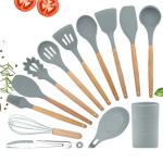 12 pcs Silicone shovel spoon wooden kitchenware kitchen utensil sets