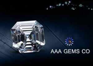 China 7 MM Supper White Diamond Moissanite , Asscher Cut Moissanite wholesale