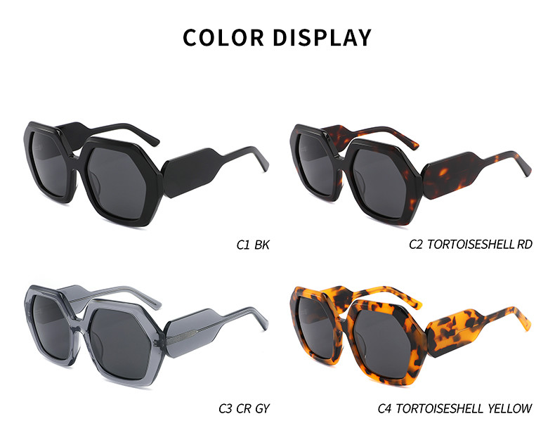 Vintage Polygonal Acetate Eyewear Frames Thick 100% UV - Blocking Lenses