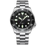 Luminous 21mm Mens Rubber Strap Watches 3BAR Silicone Stainless Steel Back
