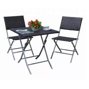China Outdoor Courtyard Furniture Set with Foldable PE Rattan Wicker Dining Table and Chair wholesale