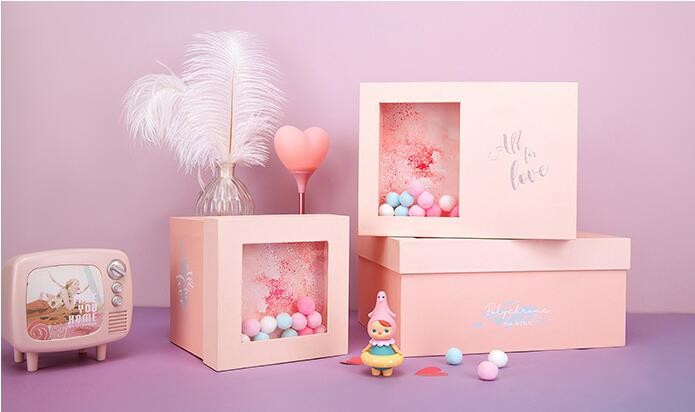 Pink Paperboard CMYK Recycled Paper Gift Boxes