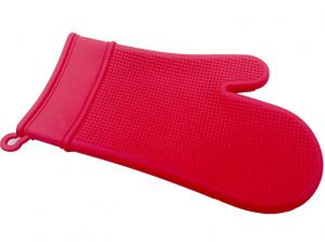 Custom Red Silicone Oven Gloves , Durable Waterproof Silicone Oven Mitt Set