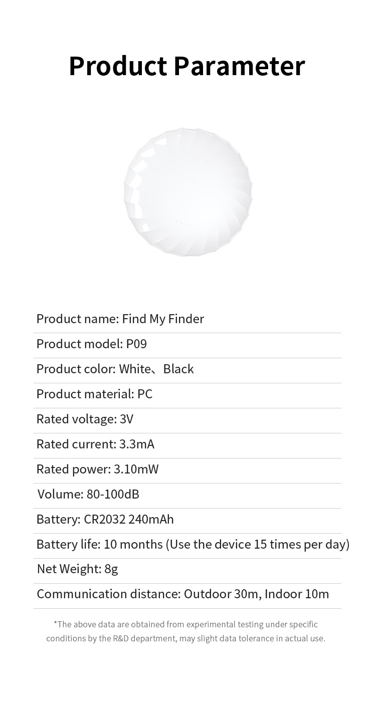 80-100dB Bluetooth Mini GPS Lost Item Tracker Finder Device for Apple Find My Key ITag IOS System