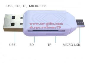 China 2 in 1 USB OTG Card Reader Universal Micro USB OTG TF/SD Card Reader Phone Extension Headers Micro USB OTG Adapter wholesale