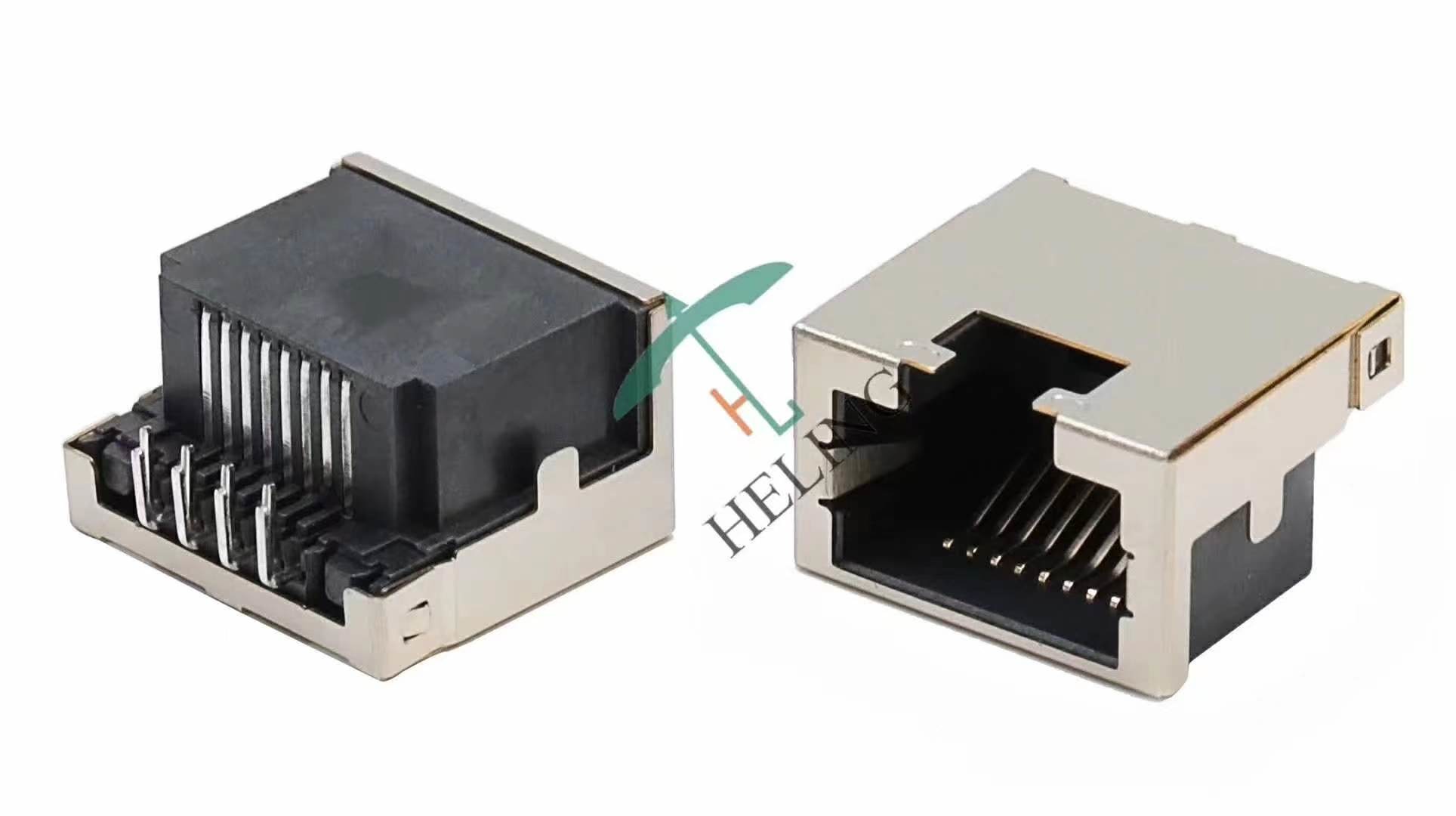 Through Hole Customized Low Profile RJ45 , Tab Up Female Lan Connector