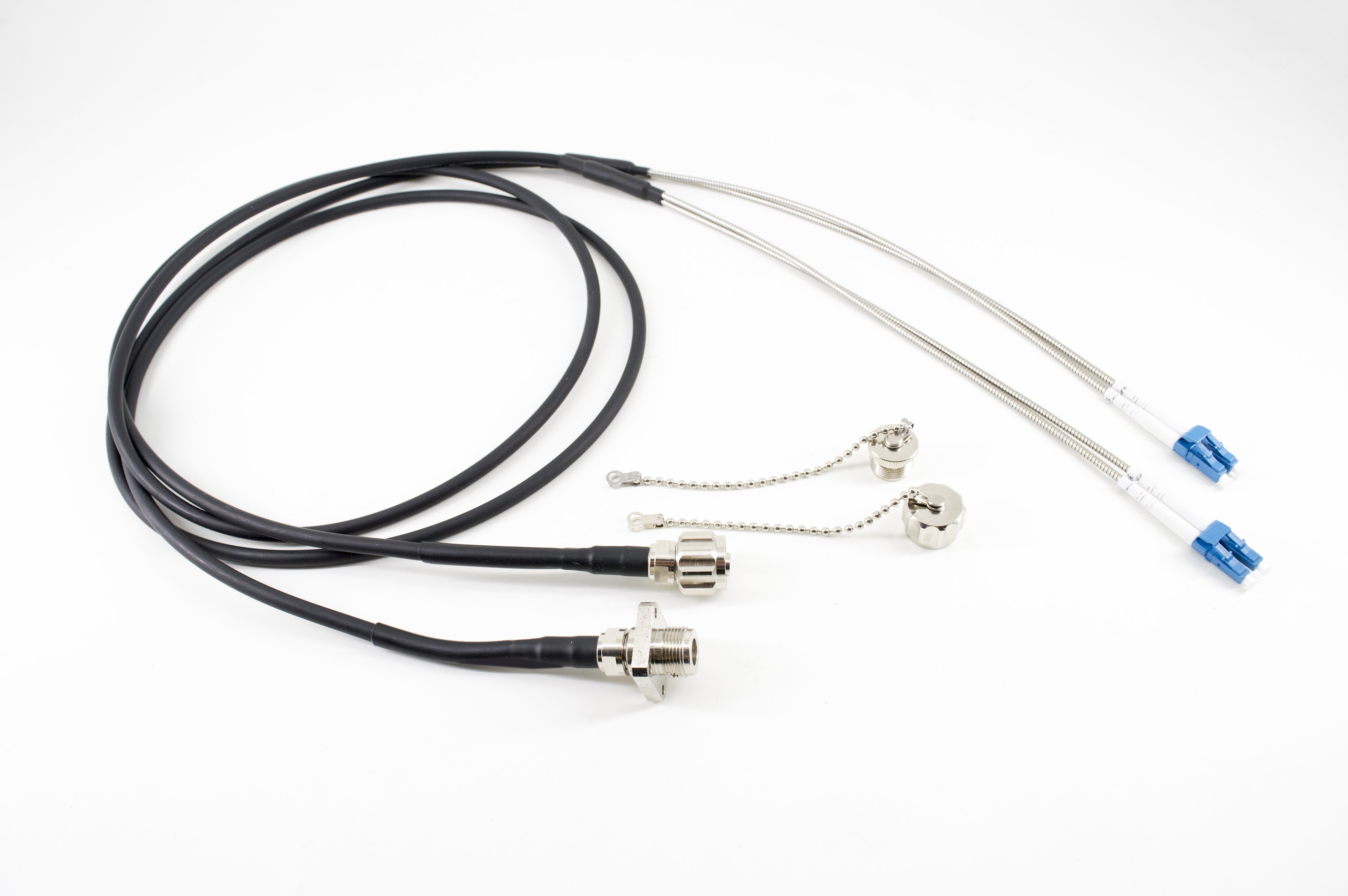 IP68 Fiber Cable Assembly Outdoor Waterproof 2 4 Fibers Plug / Socket To Duplex LC
