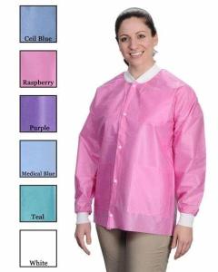 China SMS Disposable Lab Jackets Coat 45GSM Hip Length with Pockets Knit Cuffs Adult 5XL wholesale