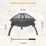 22in Outdoor Wood Burning Charcoal Heating Stove With Spark Screen Cover