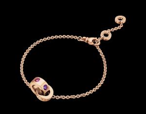 China bracelet in 18 kt pink gold with amethysts and pink tourmalines on sale