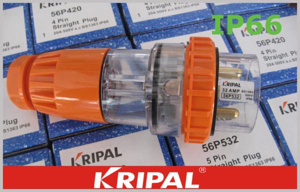 Outdoor 5 Pin 20 Ampere Ip66 Australian Power Plug Extension Socket , SAA
