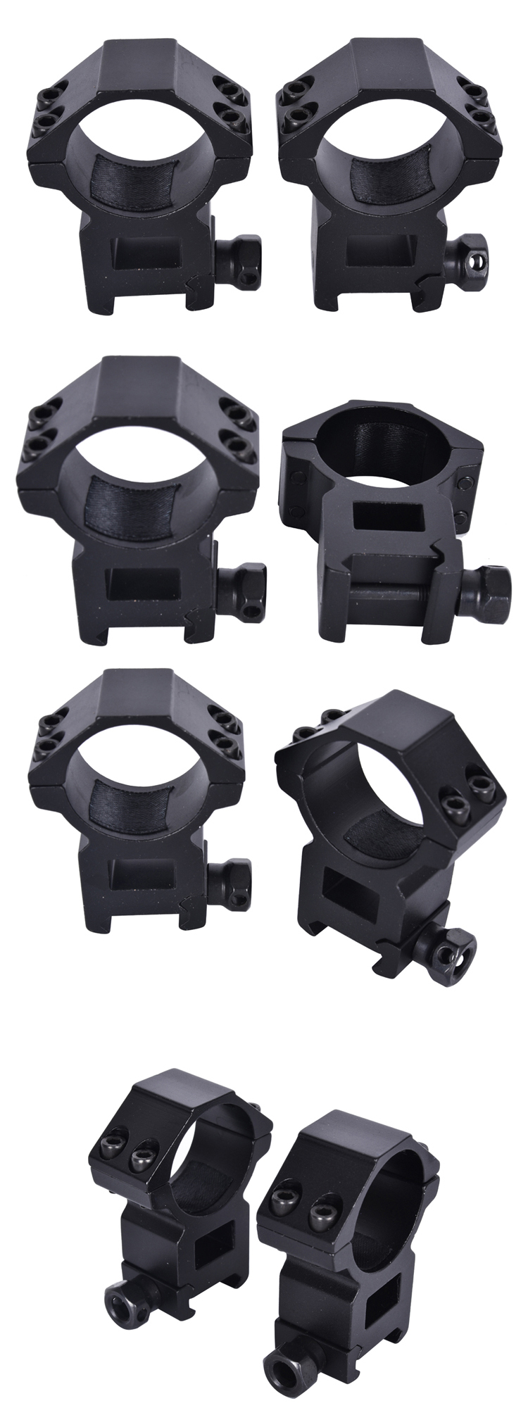 High Profile Dual Ring Scope Mount Double Rings Mount Matte Black Center Height 21mm