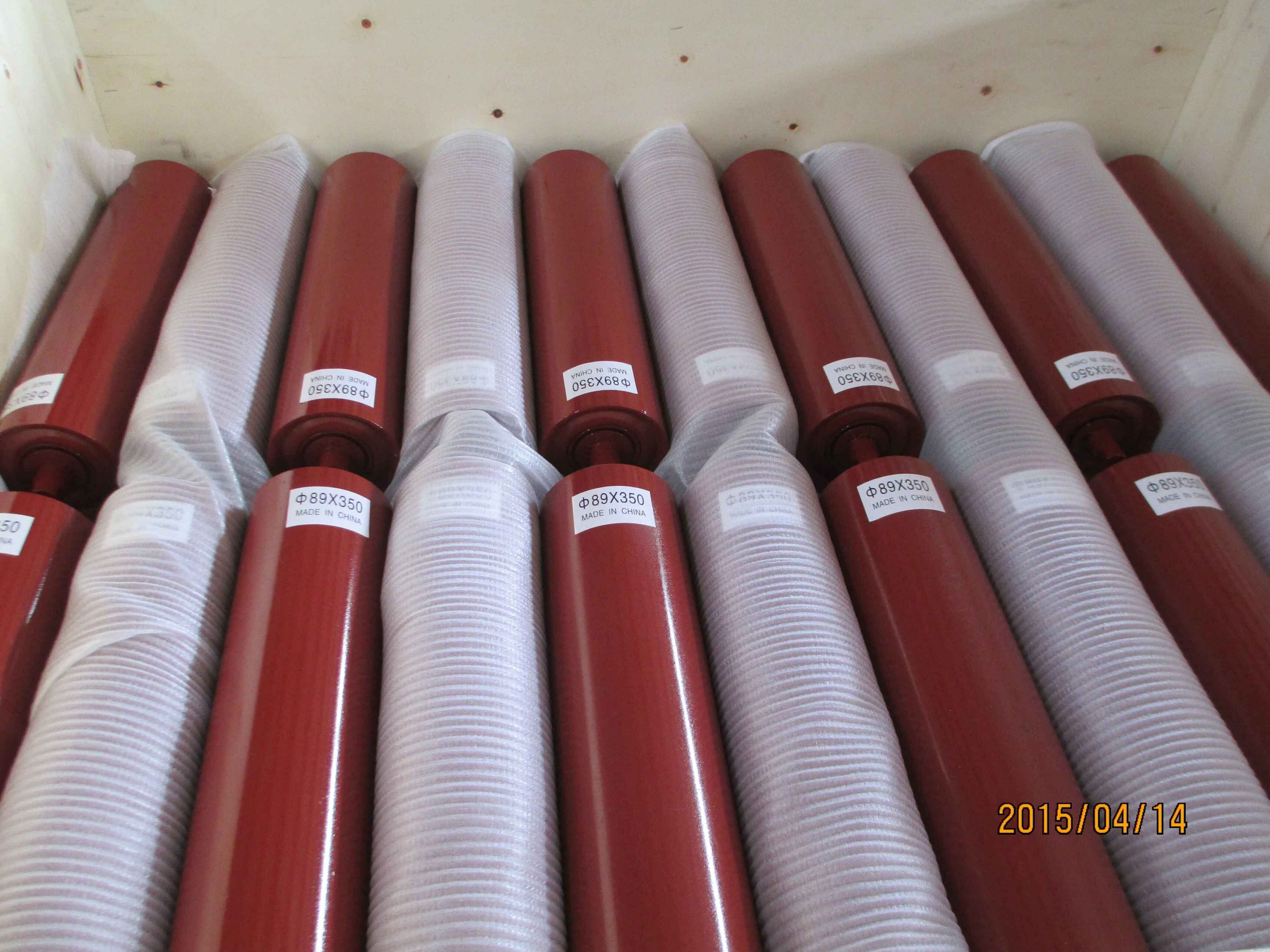 76mm Belt Conveyor Steel Roller For Quarrying DTII JIS Standard