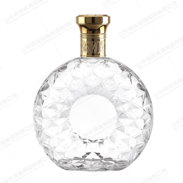 500ml 1000ml Clear Glass Bottle for Whiskey Gin end with Polymer Gold Cork or