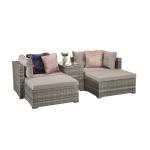 Outdoor Lounge Set with Metal Frame AJUNION Rattan Garden Furniture W52 x D56 x