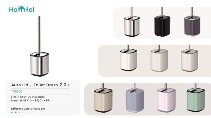 Stainless Steel Flip Lid Toilet Brush And Holder For Household Toilet Cleaning Essentials