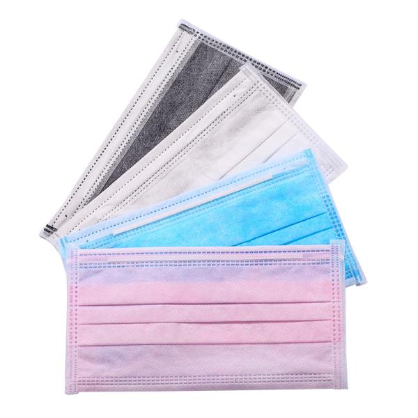 White Blue Green Pink Black Colorful Earloop Non-woven 3 Ply Disposable Face
