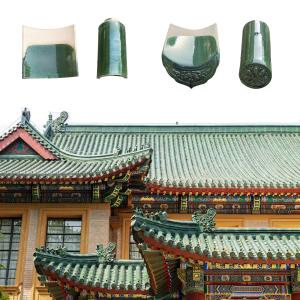China Temple Roofing Durable Ancient Ceramic Green Roof Tiles Compressive Strength Of 1500N wholesale