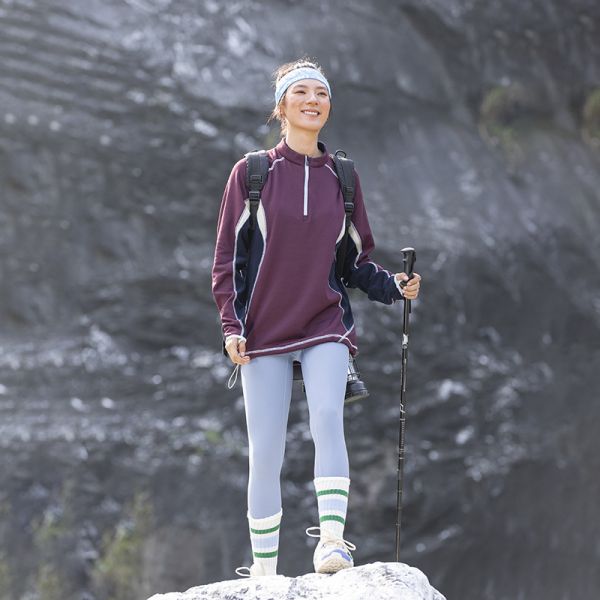 Custom OEM ODM Half Zip Stand Collar Thermal Pullover, Constant Temperature Warm Outdoor Color Block Fleece Top, Custom Logo & Fabric Supported