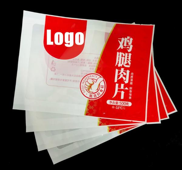 Custom Printed Logo Meat PE Nylon Tear Notch Clear Heat Seal Packaging Bags Food