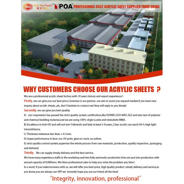Impact resistant acrylic sheet for mall barriers installation
