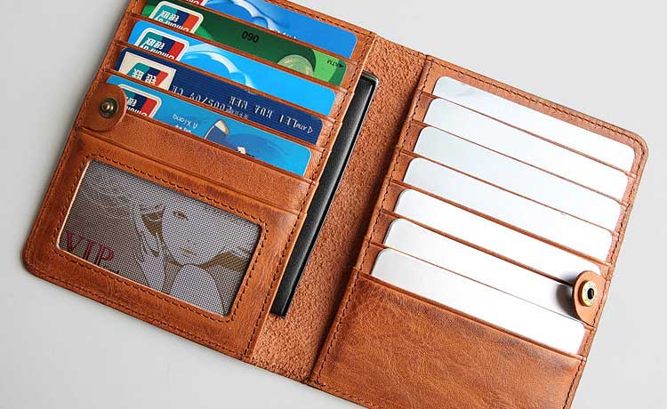 Business Credit Card Slots GENUINE LEATHER Long Wallet for Men and Women Travel Wallet