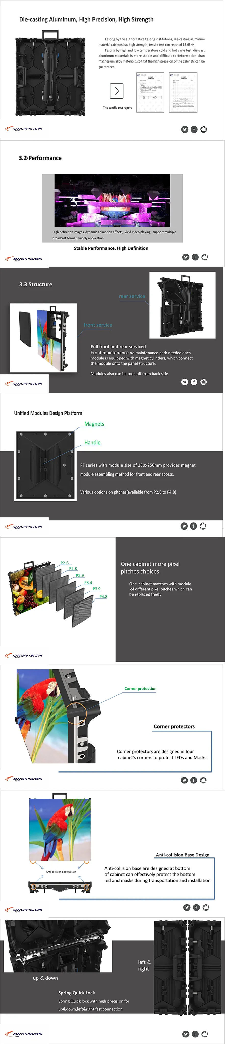 Rental Flexible 500X500 Cabinet SMD LED Display 6500cd/m2 Brightness