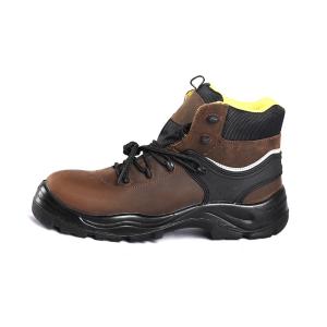 China Crazy Horse Leather S3 Steel Toe Plate Brown Work And Safety Shoes PU Outsole wholesale