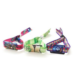China Cloth Rope Disposable Rfid Wristbands Woven Fabric One Time Use Function wholesale