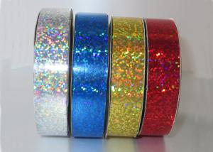 China Customised Holographic ribbon 1/2&quot; x 20y , red white blue Ribbon Roll 90U - 200U Thickness wholesale