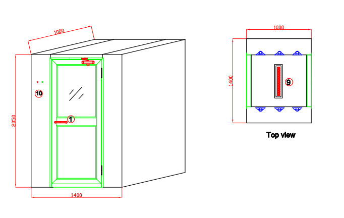 High Standard Automatic Stainless Steel Air Shower One Peronal With Exit Door Locked