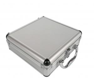 China Small SilverAluminium Cosmetic Case With Inside Mirror And Chrome Closure Clasp wholesale