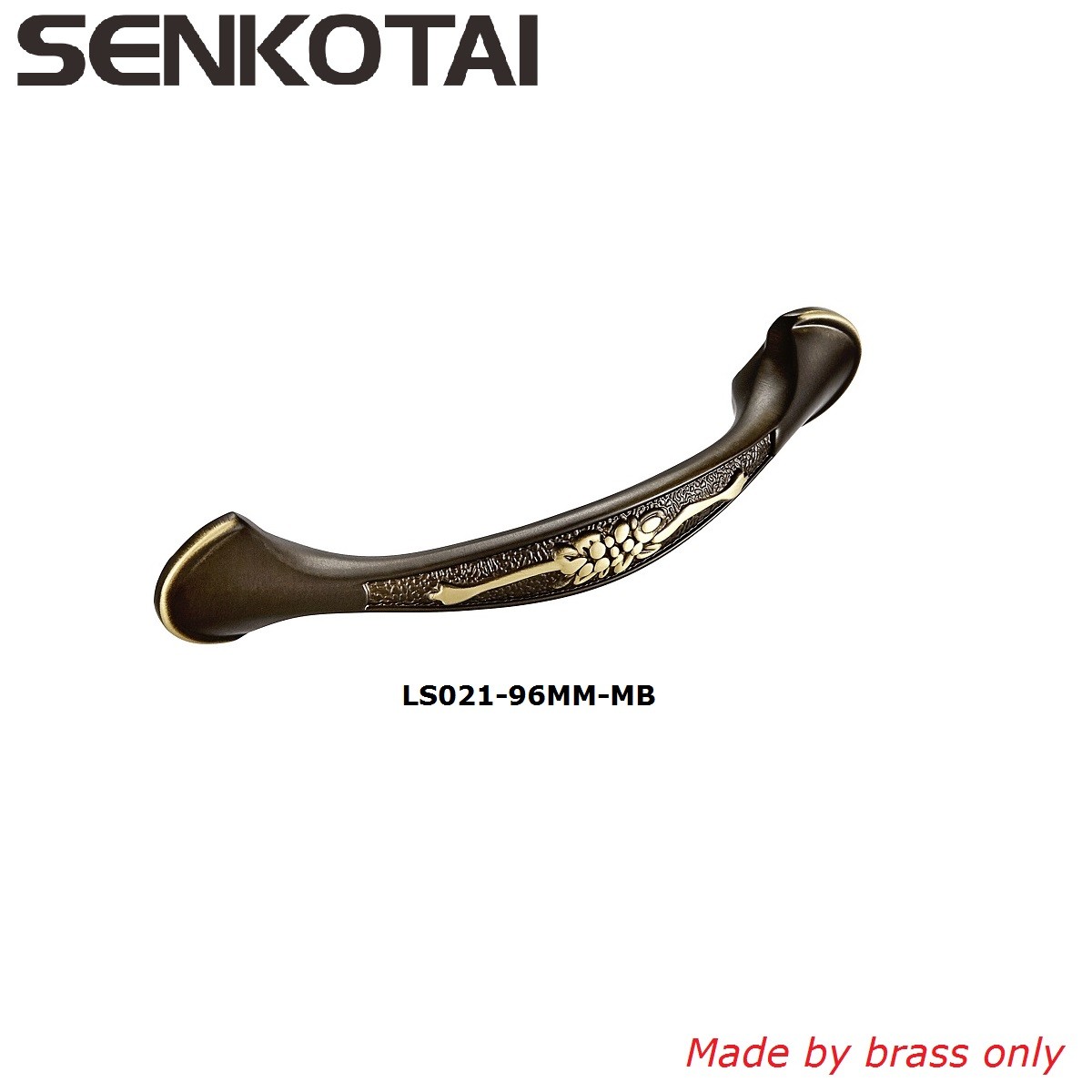 Satin bronze furniture handle with carving design holes centers :96mm and 128mm