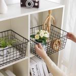 Black Household Wire Pantry Baskets For Organizing Metal