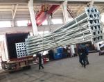 2 Arms Conical galvanized steel BS729 flood light pole , easy maintenance