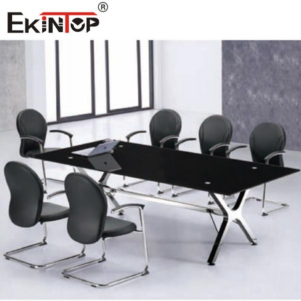 Rectangular Black Conference Table Elegant Business Atmosphere 10 Seating