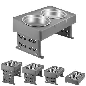 China Stainless Steel Elevated Pet Feeder Bowls Tableware Slip Neck Protection Adjustable Lifting wholesale