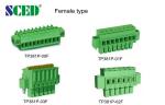 PA66 Brass Green Electrical Terminal Blocks Pitch 5.08mm 300V 18A 2-22 Poles