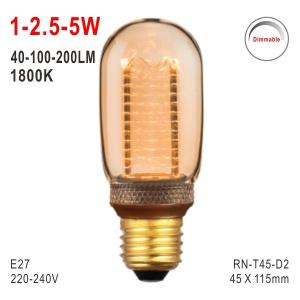 China T45 Bulb, LED Deco Bulb, E27 Bulb, Fashionable Glass Bulb, Warm White LED Candle, Dimmable Bulb wholesale