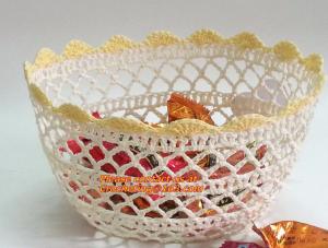 China Handmade Craft Stiffened Cotton Crochet Home Decorative Candy Basket Baby Photo Prop wholesale