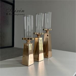 China Factory Wholesale Wedding Table Decoration Metal Wedding 3 Pcs Gold Candle Holder Stand on sale